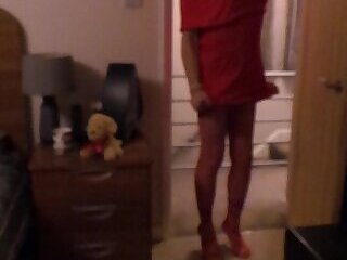 Cute Red dress and fishnets x