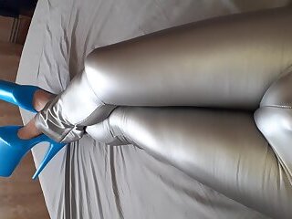 sexy legs in silver leggings
