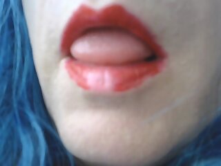 Miss Blue drinking own pee and cum 4 U