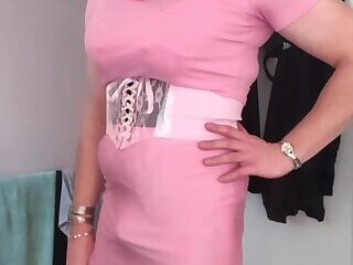 Crossdresser Holly's got a cute little skirt bulge